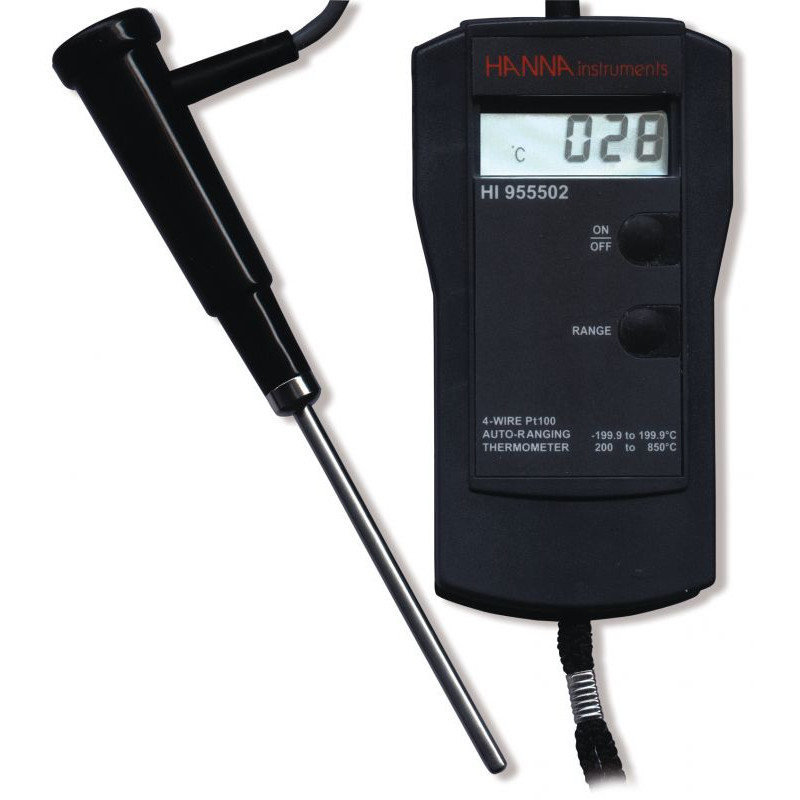 HANNA HI955502 Thermomètre compact Pt 100 à 4 fils avec sonde fixe