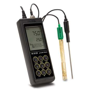HANNA HI 9125 PH-Mètre avec electrode HI-1093B pour Tubes RMN Gamme : -2 à 16 pH +/- 669.9 mV -20 à 120 °C